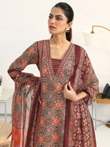 Gerua Green Ethnic Motifs Printed Cotton Blend A-Line Suit Set With Dupatta