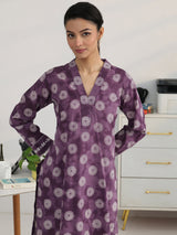 Gerua Purple Geometric Woven Design Cotton Blend Straight Kurta Set