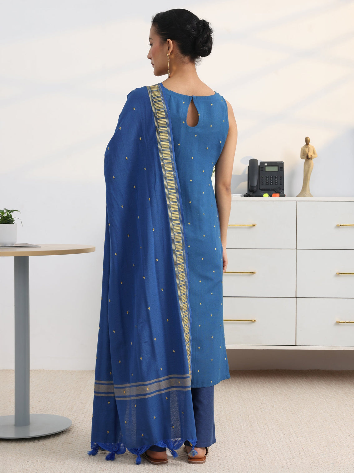 Mameraa Cobalt Blue Straight Suit Set