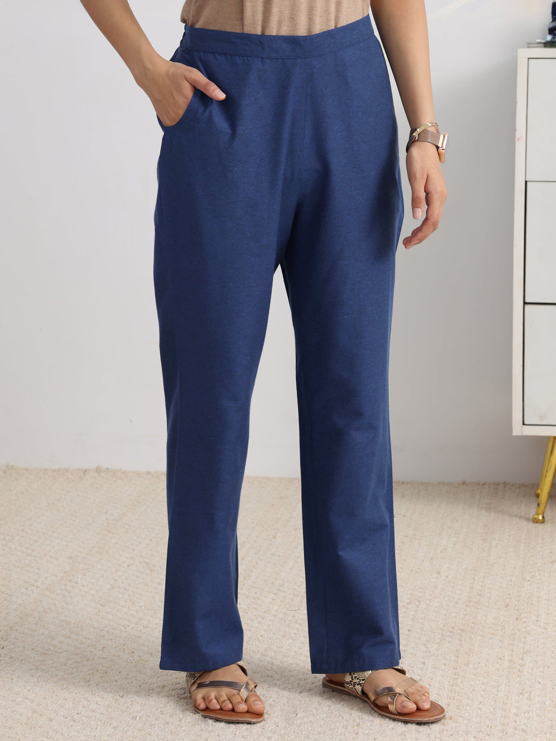Mameraa Cobalt Blue Straight Suit Set