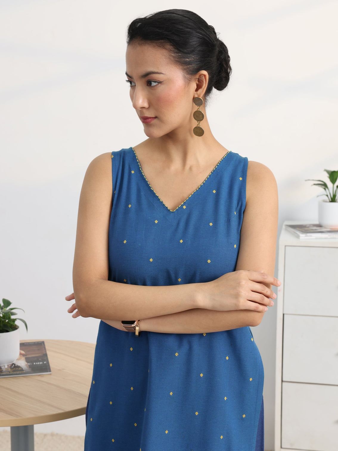 Mameraa Cobalt Blue Straight Suit Set