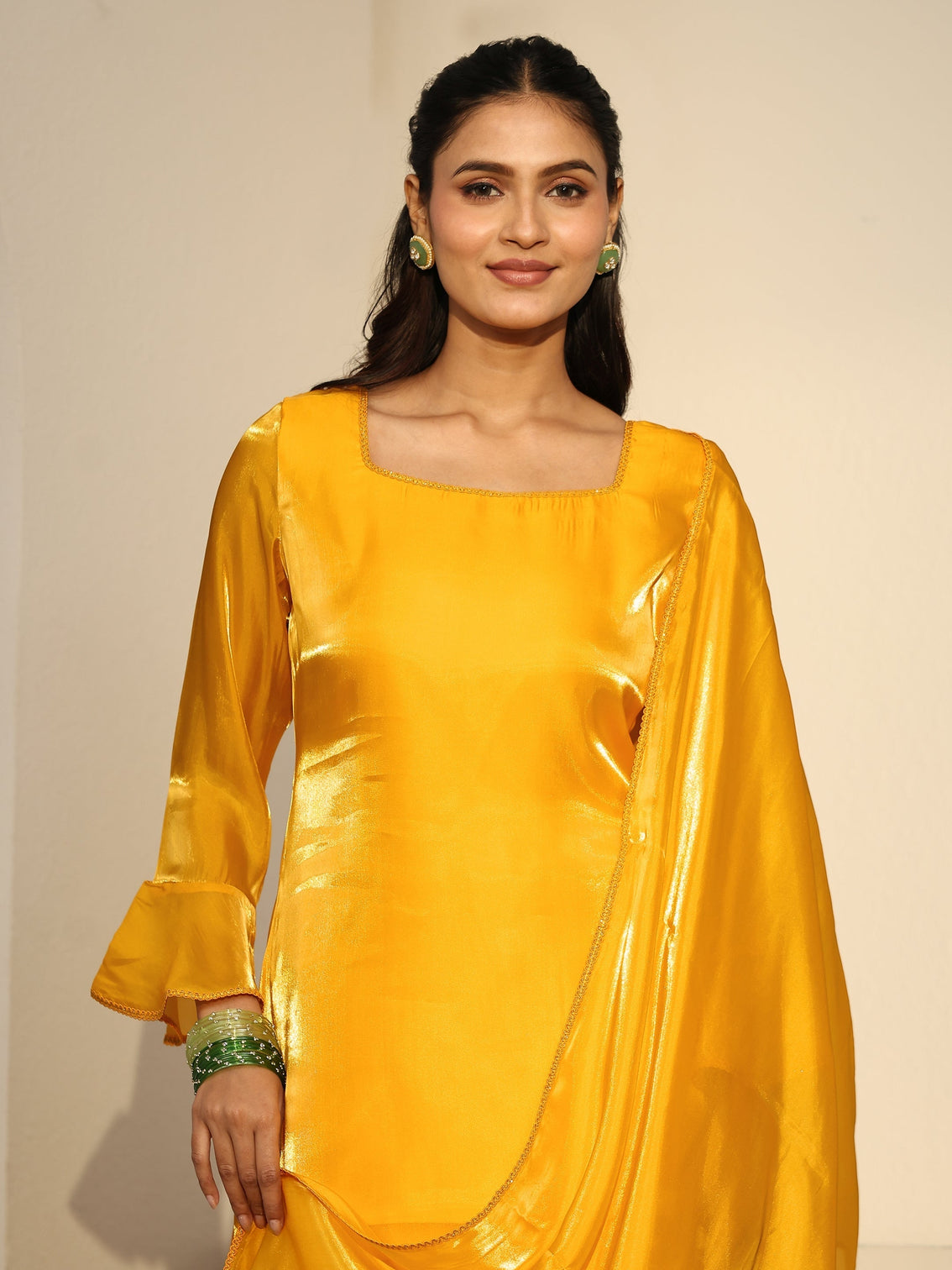 Mameraa Sunshine Yellow Short Kurta Suit Set