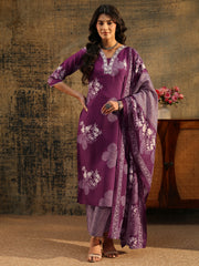 Mameraa Burgundy Bandhani Straight Suit Set