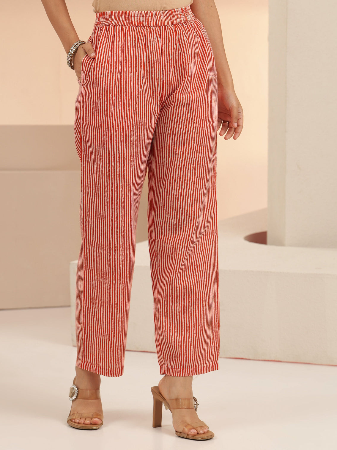 Mameraa Orange Bandhani Printed Straight Suit Set