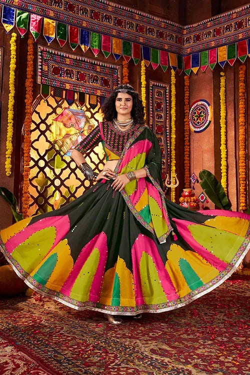 Navratri Special Black Mirror Chaniya Choli Set