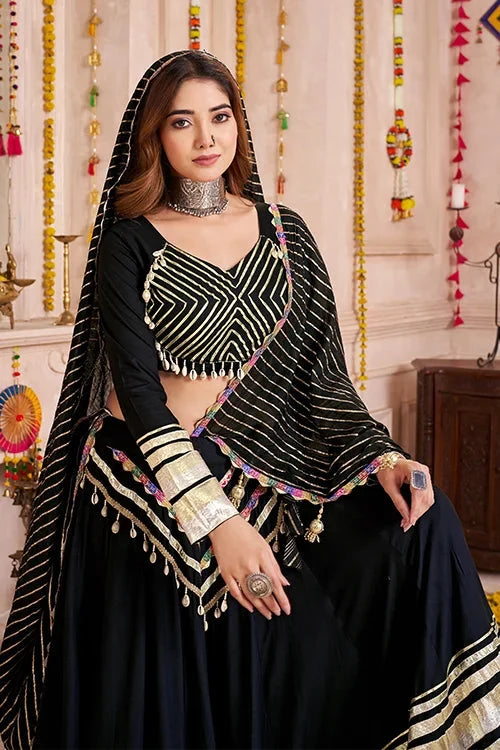 Black Chaniya Choli with Gamthi Lace for Navratri