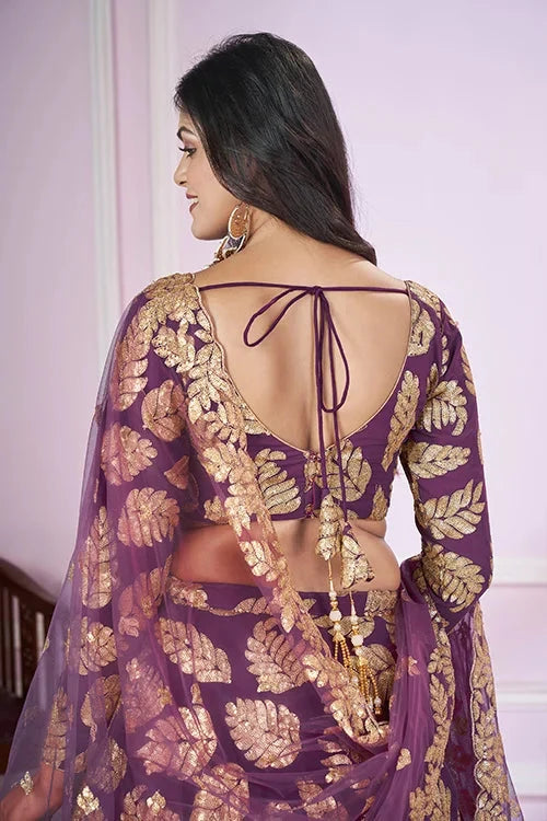 Georgette Lehenga Choli with Sequins & Zari Embroidery