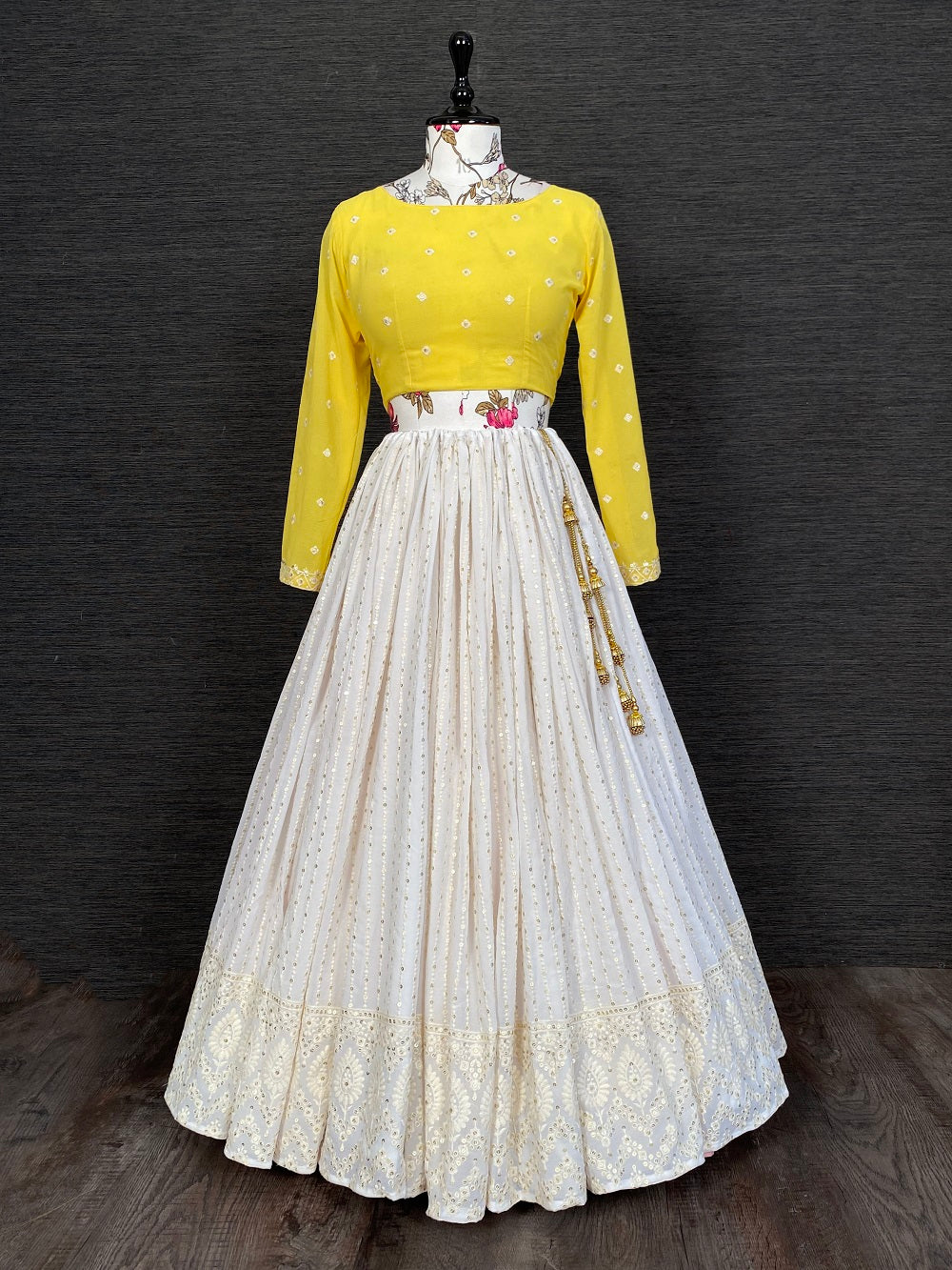 White Color Lucknowi Work Lehenga Choli With Dupatta