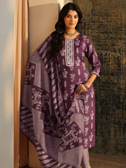 Mameraa Burgundy Floral Printed Straight Suit Set - Mameraa