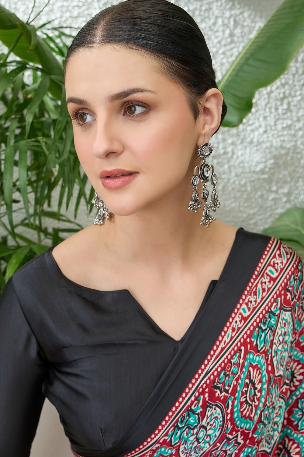 Enthralling Maroon Ajrakh Printed Semi Modal Silk Saree With Demesne Blouse Piece