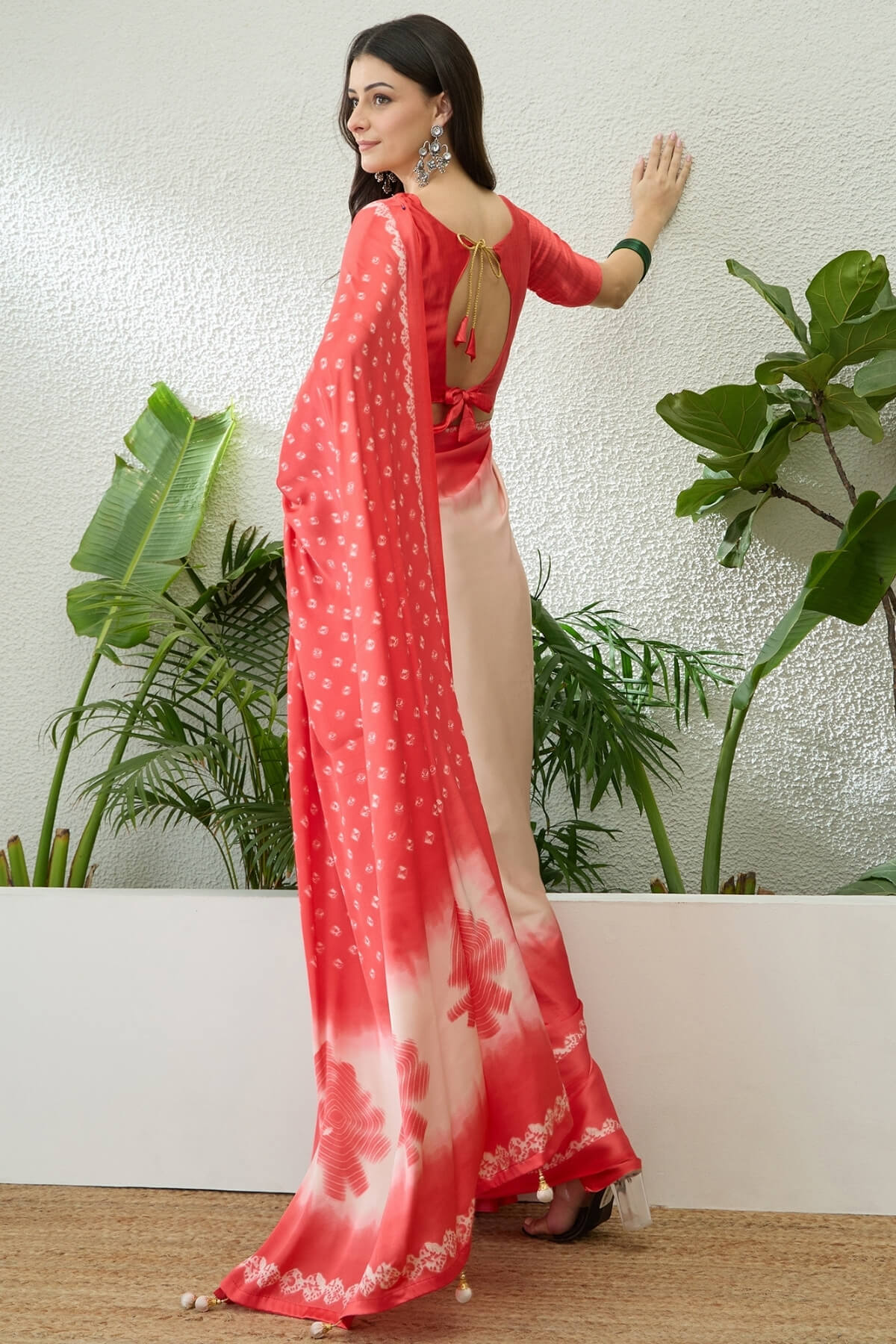 Smart Pink Digital Printed Satin Silk Saree With Whimsical Blouse Piece