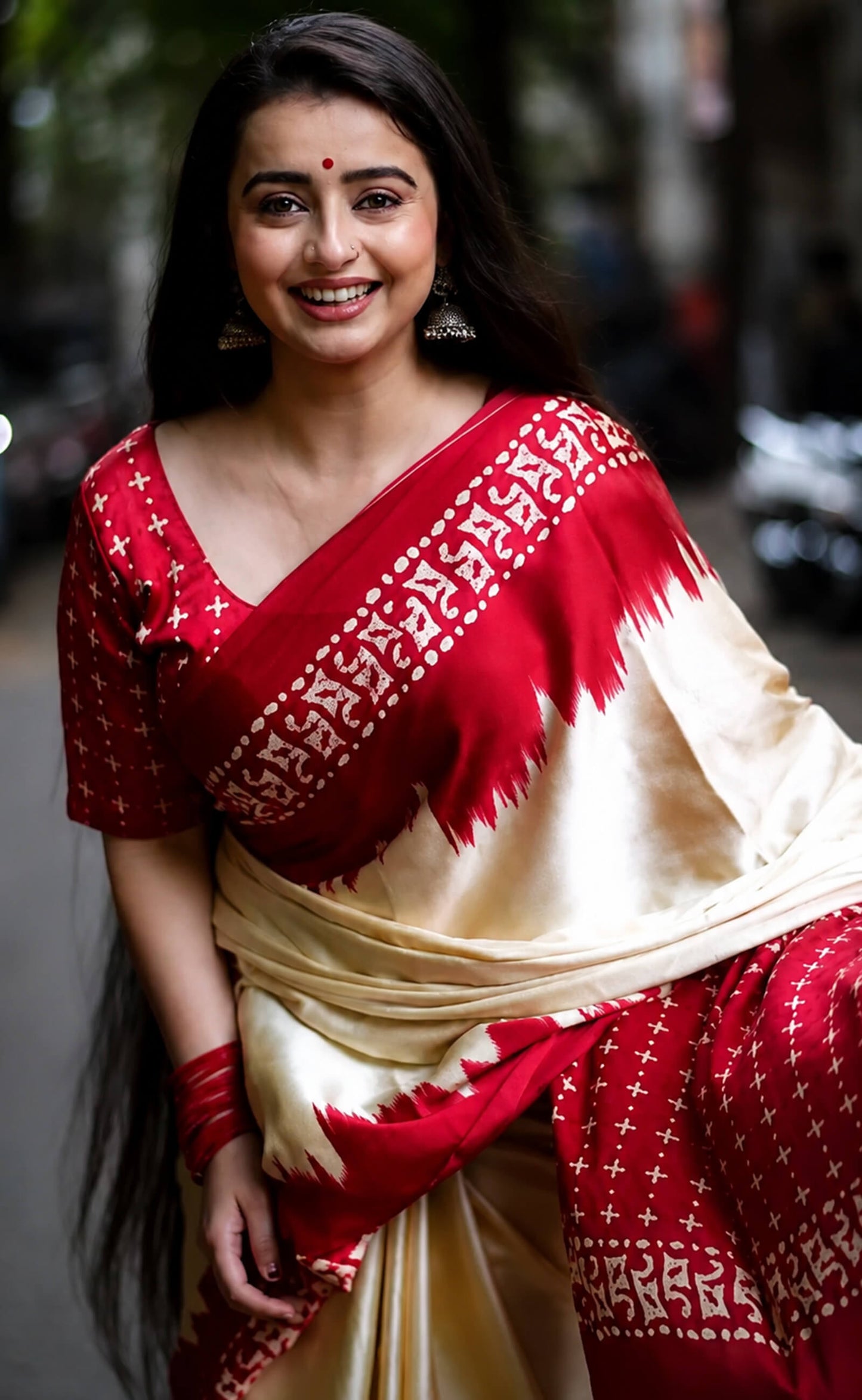 Chahat Pandey In Beige Satin Silk Saree