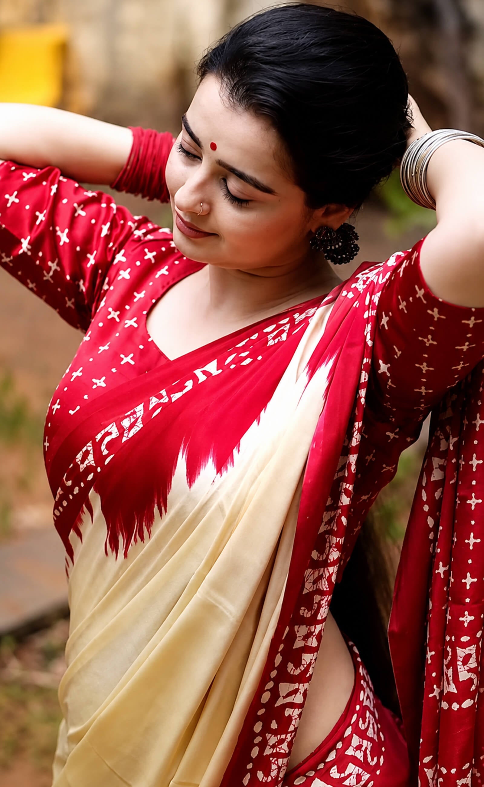 Chahat Pandey In Beige Satin Silk Saree