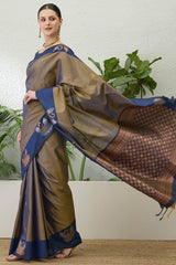 Flattering Mustard Pure Zari Weaving Banarasi Silk Saree With Glorious Blouse Piece