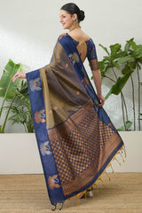Flattering Mustard Pure Zari Weaving Banarasi Silk Saree With Glorious Blouse Piece