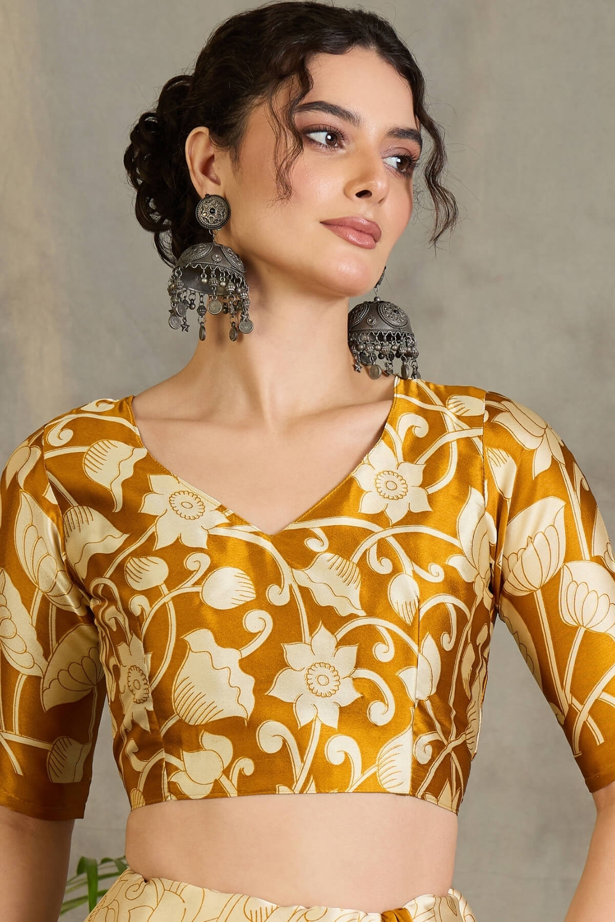 Effulgent Mustard Digital Printed Satin Silk Saree With Pleasant Blouse Piece