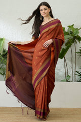 Seraphic Orange Pure Zari Weaving Banarasi Silk Saree With Enamoring Blouse Piece