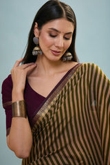 Felicitous Green Printed Cotton Silk Saree With Eye-catching Blouse Piece