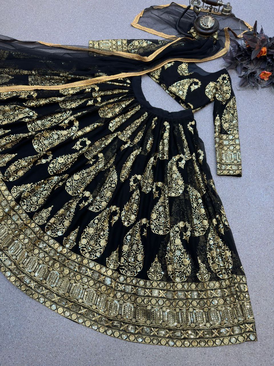 Glamourous Black Color Sequence Work Lehenga Choli