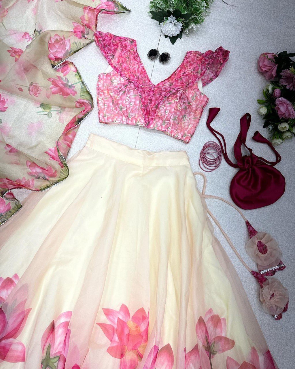 Glorious Off White Color Digital Printed Lehenga Choli