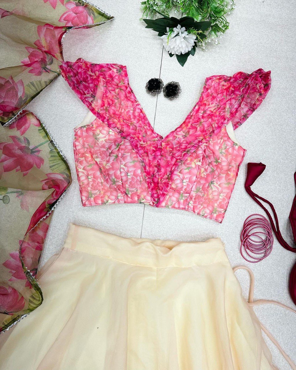 Glorious Off White Color Digital Printed Lehenga Choli