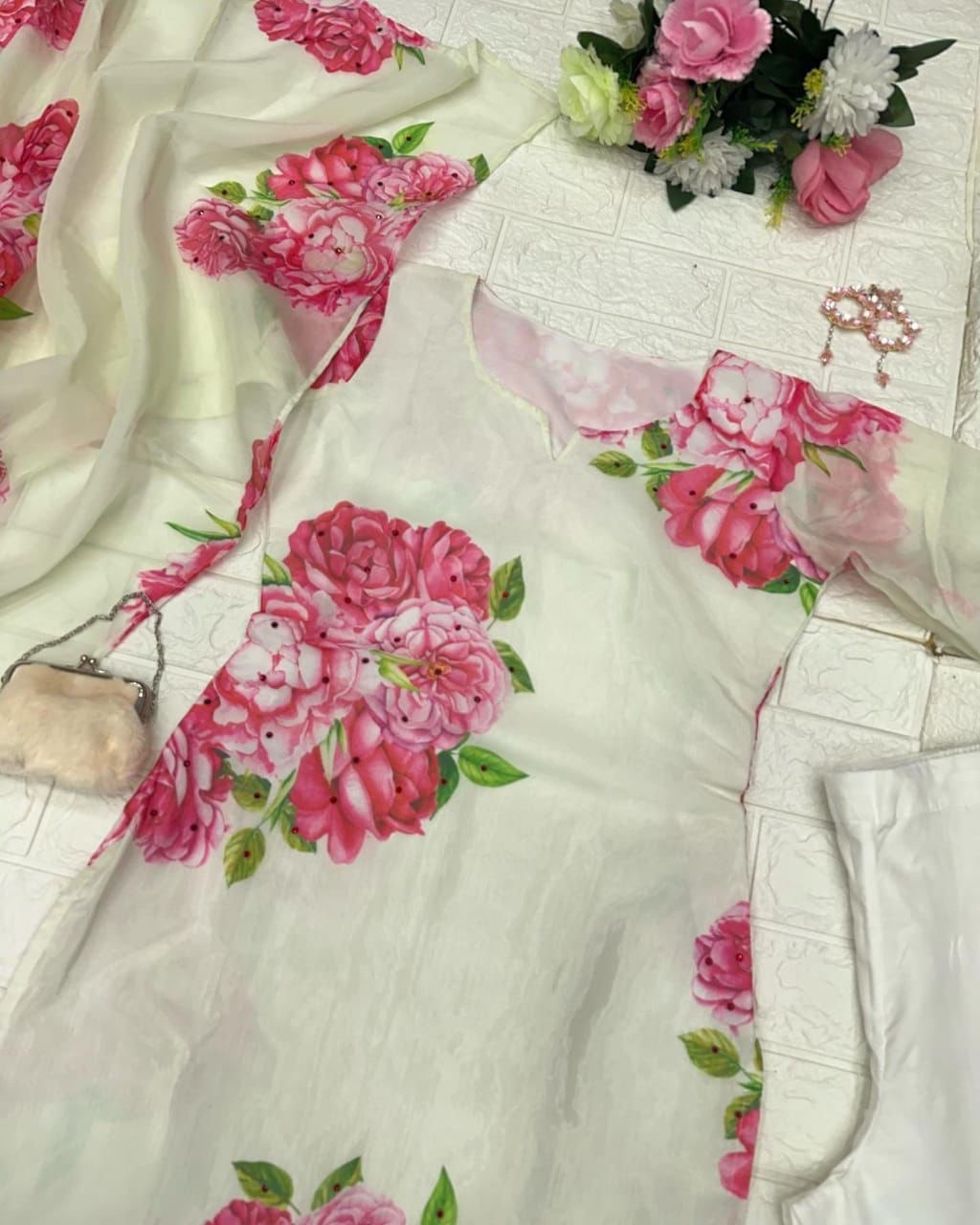 Gorgeous Digital Print White Color Salwar Suit