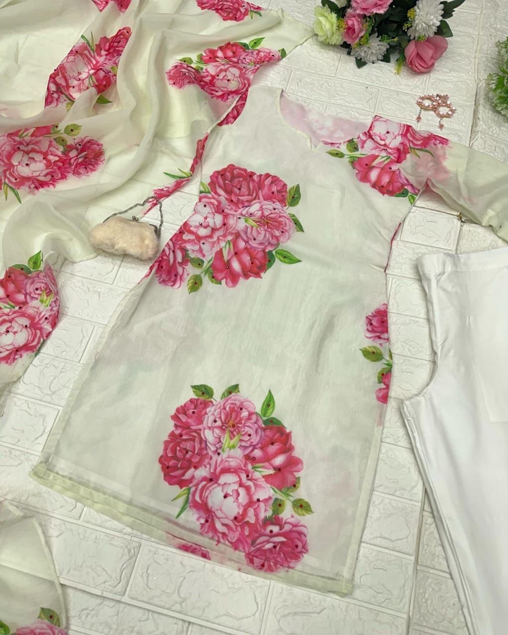 Gorgeous Digital Print White Color Salwar Suit