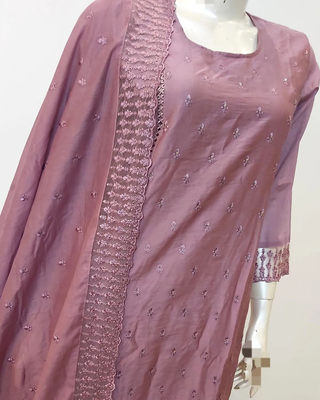 Grape Purple Pure Maska Cotton Silk Thread Embroidery Work Salwar Suit