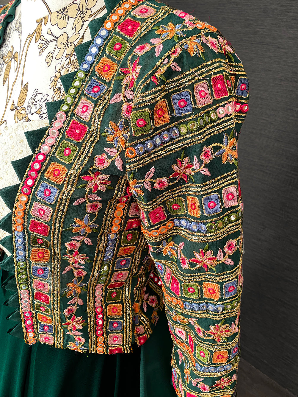 Green Color Georgette Lehenga Choli With Embroidery Work Koti