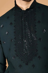Designer Green Viscose Silk Kurta for Men