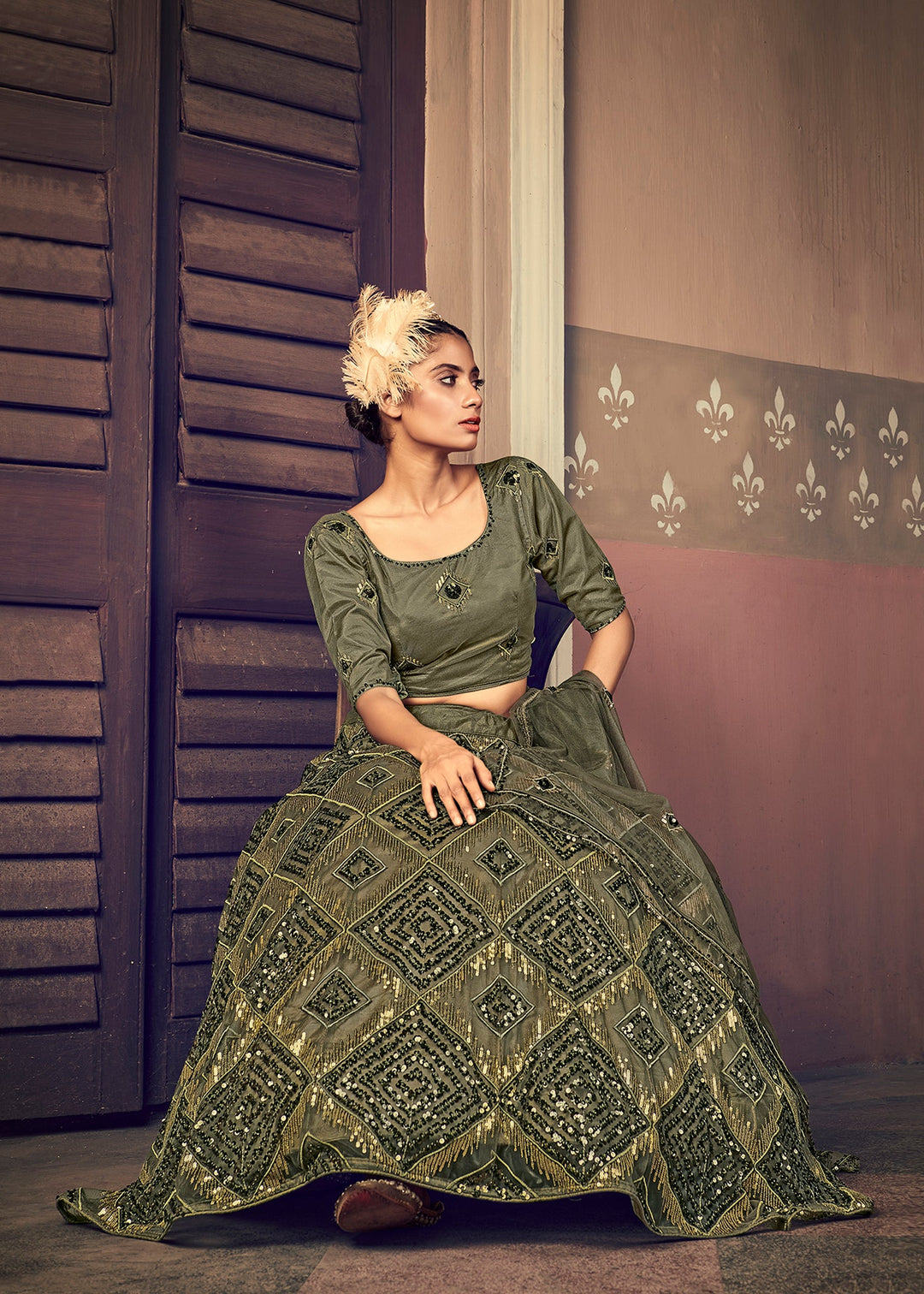 Green Lehenga With Heavy Soft Net And Thread Sequins Embroidery Work Designer Choli With Dupatta Wearing Wedding And Traditional Functions