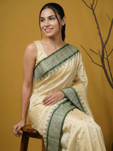 Handloom Soft Silk Saree with Zari Woven Motifs Contrast Traditional Border and Rich Pallu