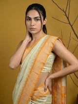 Handloom Soft Silk Saree with Zari Woven Motifs Contrast Traditional Border and Rich Pallu