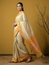 Handloom Soft Silk Saree with Zari Woven Motifs Contrast Traditional Border and Rich Pallu