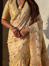 Premium Kora Silk Leheriya Meenakari Zari Woven Saree with Fancy Pallu and Brocade Blouse