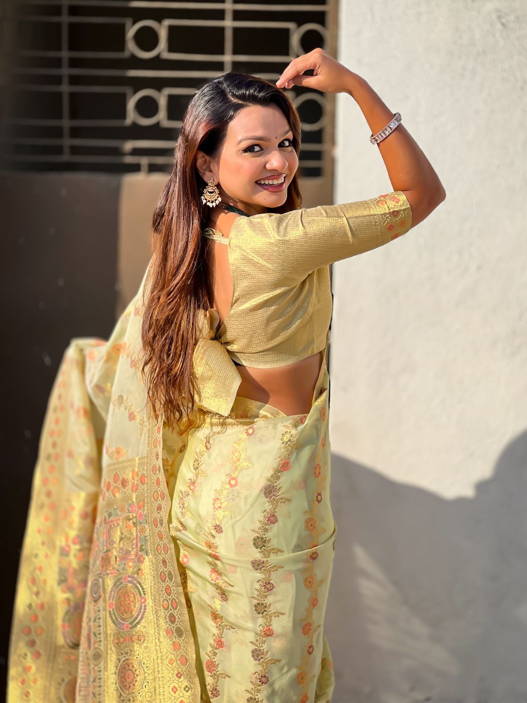 Premium Kora Silk Leheriya Meenakari Zari Woven Saree with Fancy Pallu and Brocade Blouse