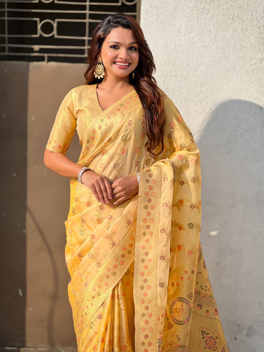 Premium Kora Silk Leheriya Meenakari Zari Woven Saree with Fancy Pallu and Brocade Blouse