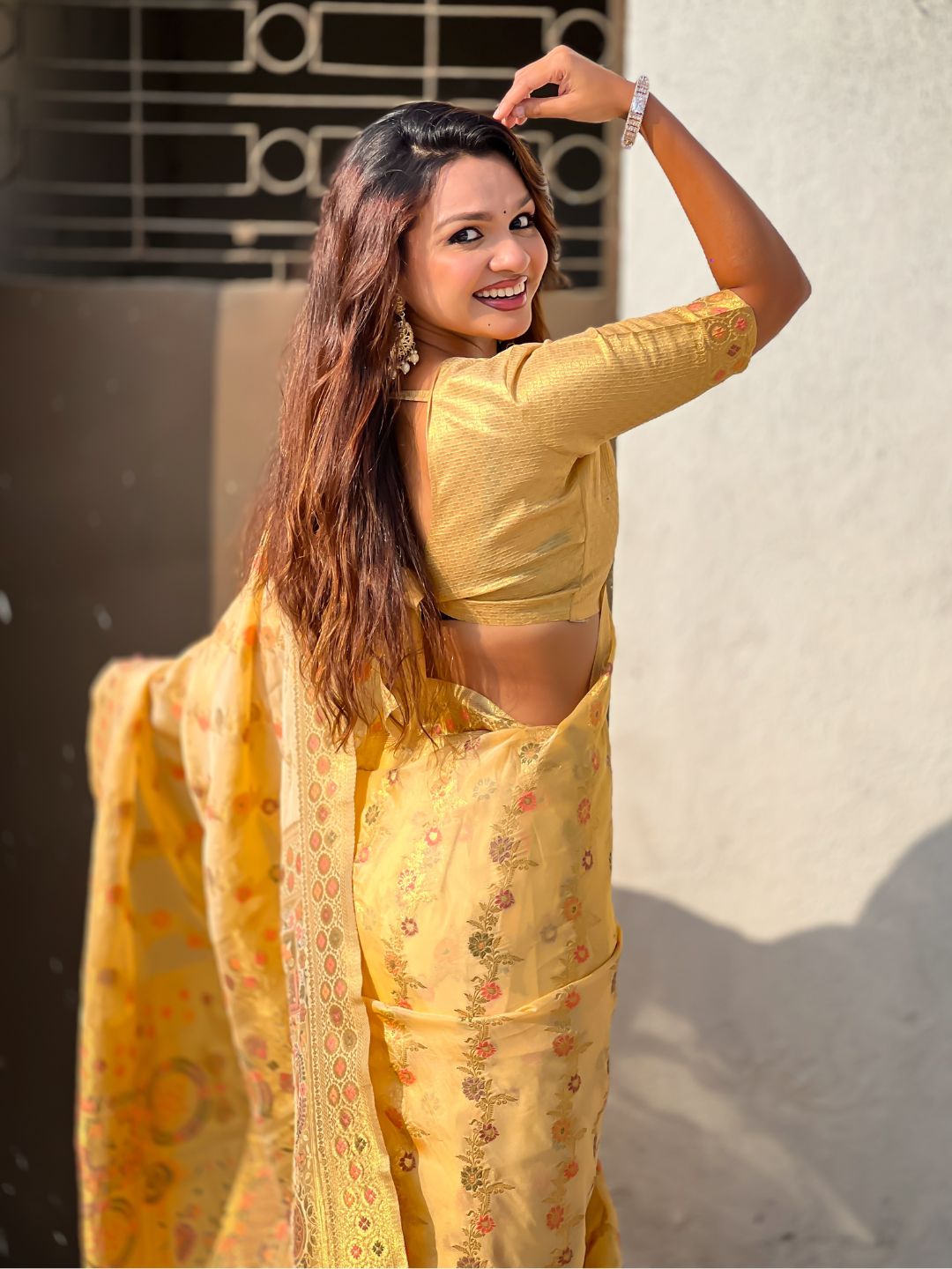Premium Kora Silk Leheriya Meenakari Zari Woven Saree with Fancy Pallu and Brocade Blouse