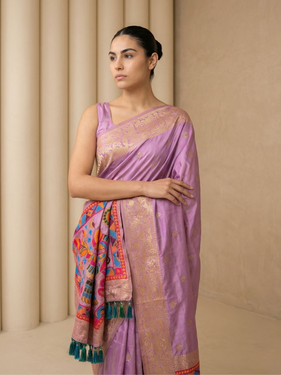 Fancy Pink Soft Silk Saree Gold Zari Floral Motifs Meenakari Sparrow Pallu Saree With Running Blouse