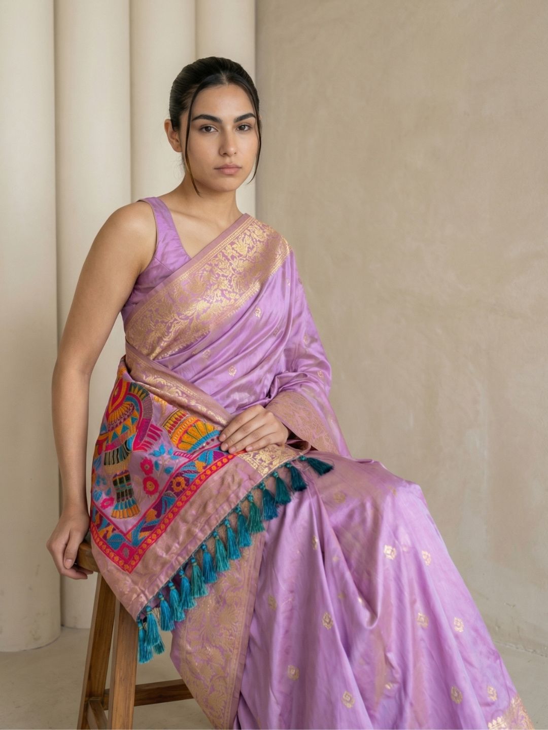 Fancy Pink Soft Silk Saree Gold Zari Floral Motifs Meenakari Sparrow Pallu Saree With Running Blouse