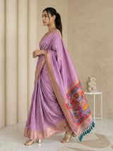 Fancy Pink Soft Silk Saree Gold Zari Floral Motifs Meenakari Sparrow Pallu Saree With Running Blouse