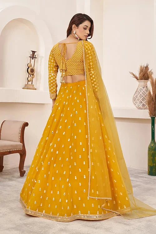 Haldi Special Yellow Color Sequins Embroidered Work Lehenga Choli