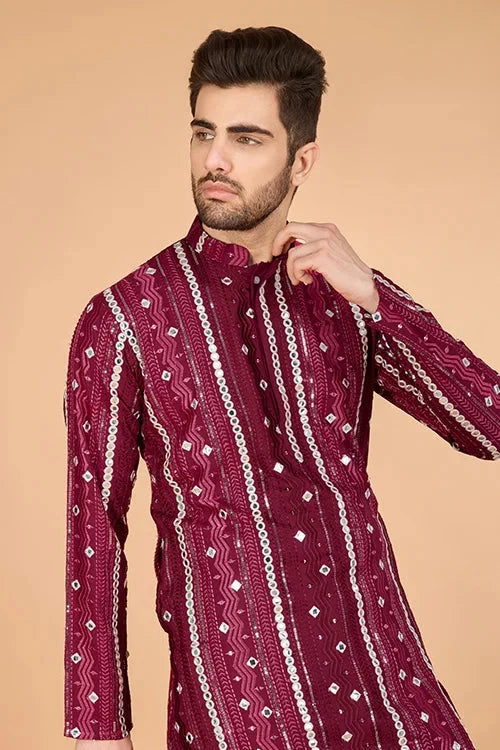 Stylish Wedding Wear Heavy Embroidered Mens Kurta