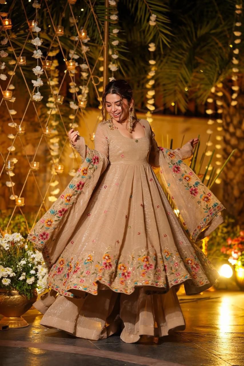Embroidered Flower Anarkali Suit