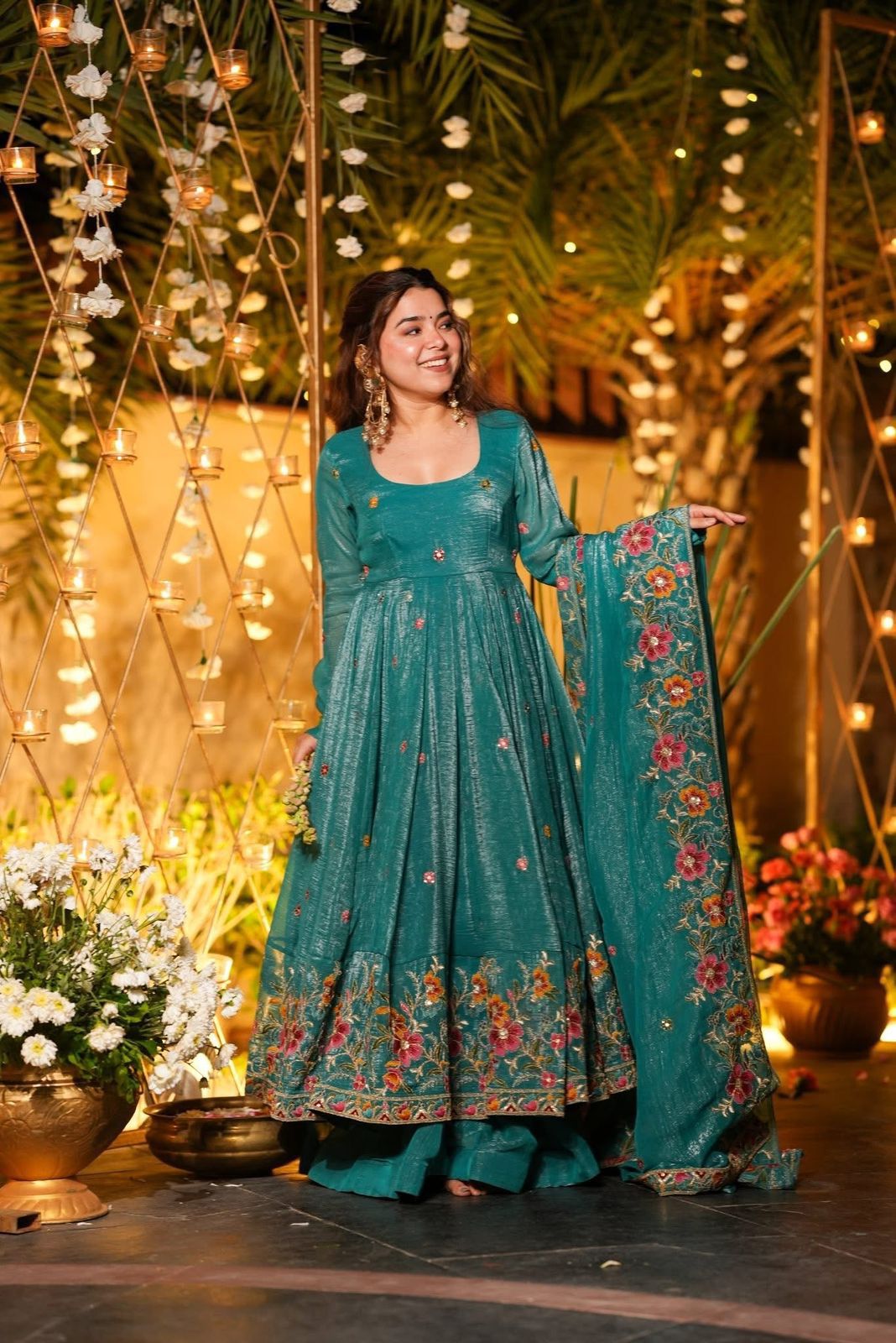 Embroidered Flower Anarkali Suit
