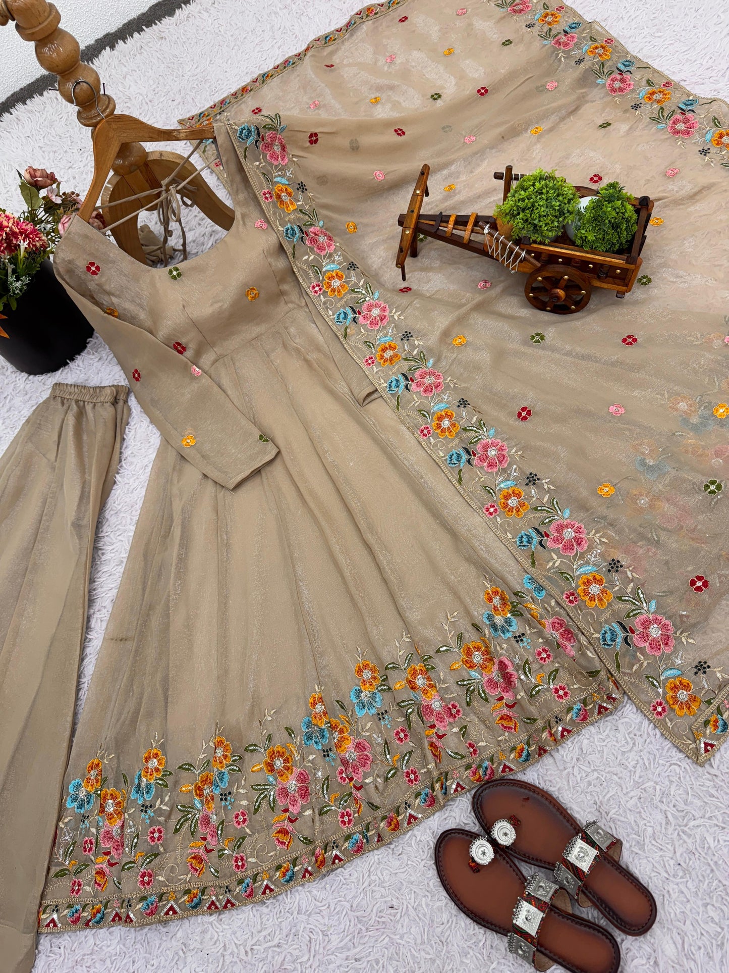 Embroidered Flower Anarkali Suit