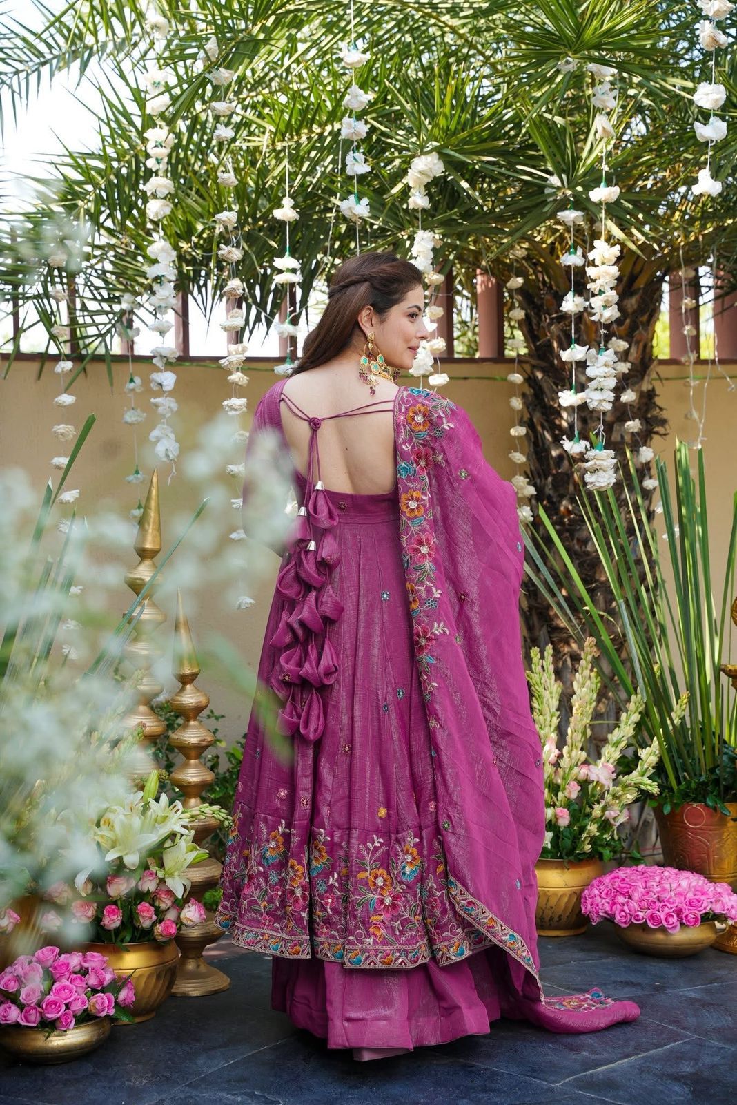 Embroidered Flower Anarkali Suit