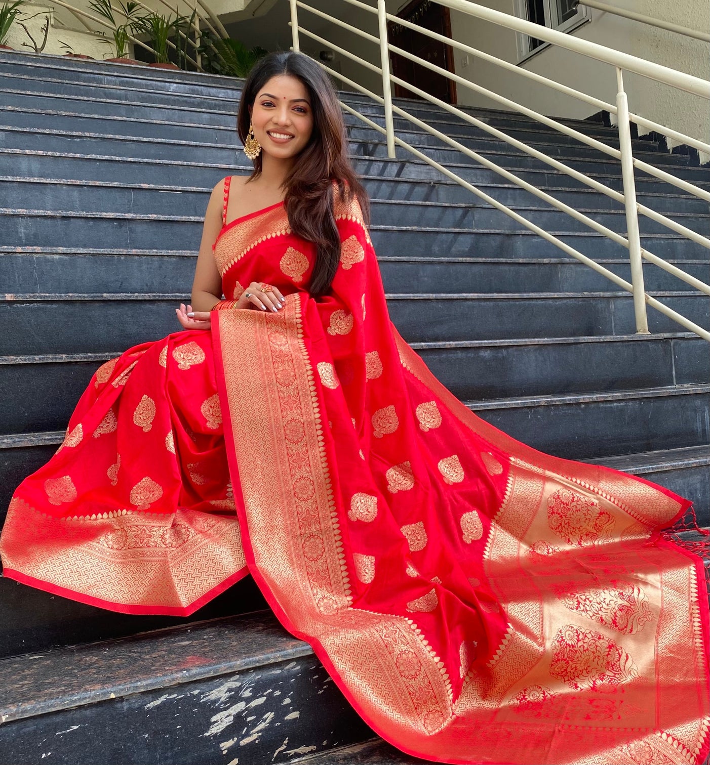 Pure banarasi silk saree with zari weaving