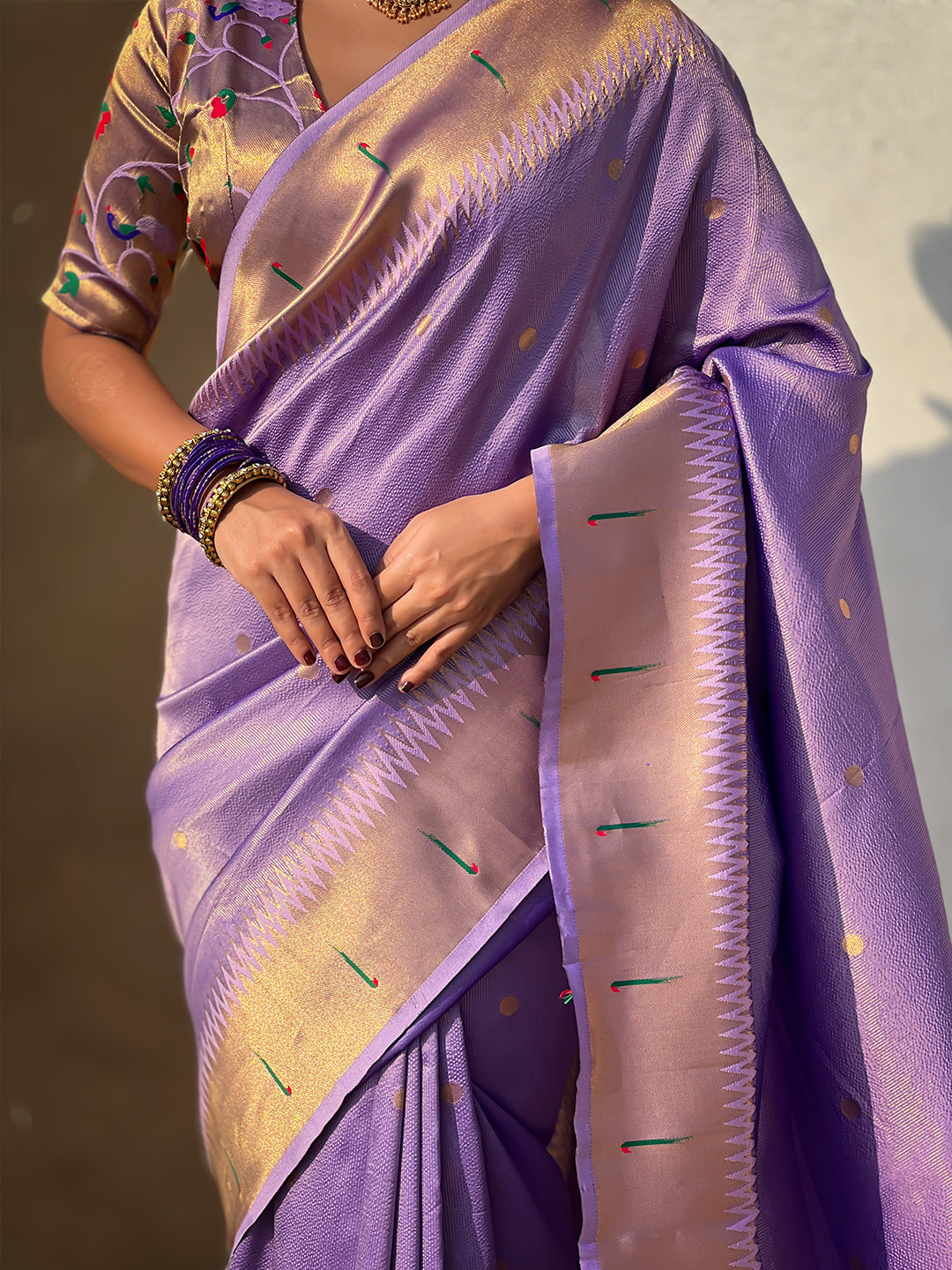 Lavender Tissue Paithani Zari Woven Saree