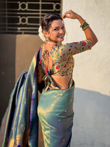 Green Tissue Paithani Zari Woven Saree